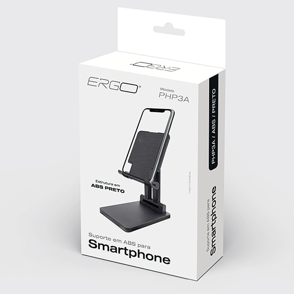 Suporte para Smartphone em ABS, Preto, PHP3A, Ergo - CX 1 UN