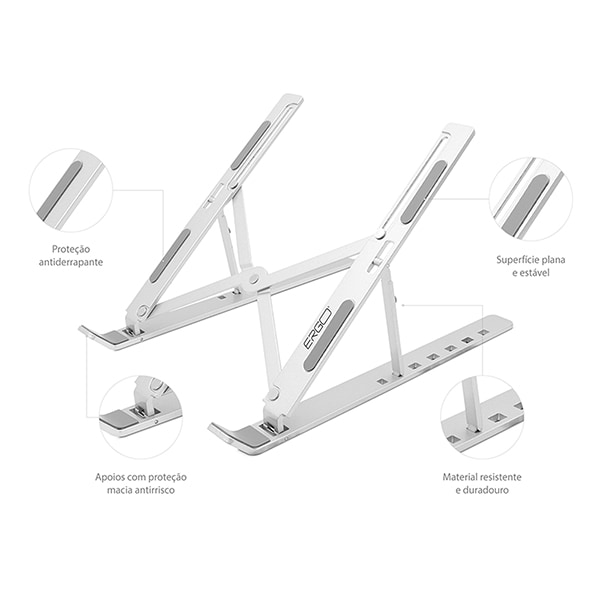 Suporte para notebook em alumínio, Branco, LSA4, Ergo - CX 1 UN