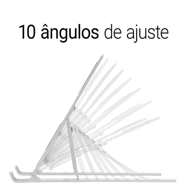 Suporte para notebook em alumínio com apoio para celular, Branco, LSA6, Ergo - CX 1 UN