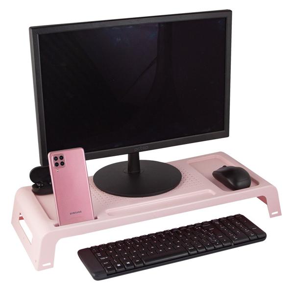 Suporte para monitor com porta Smartphone, Rosa, 10090019, Waleu - CX 1 UN