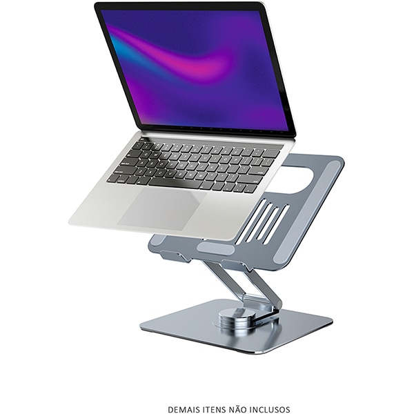 Suporte Ergonômico para Notebook em Alumínio LC150 com Base Giratória 360º, Ergo - CX 1 UN