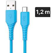 Cabo USB para Tipo-C, emborrachado, 1,2M, Azul, TC12T, Elg - UN 1 UN