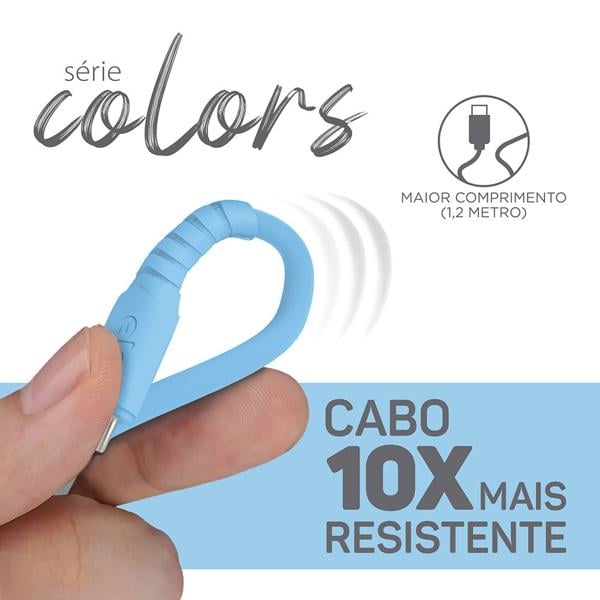 Cabo USB para Tipo-C, emborrachado, 1,2M, Azul, TC12T, Elg - 1 UN