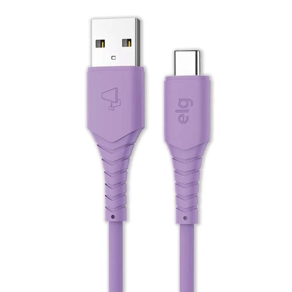 Cabo USB para Tipo-C, emborrachado, 1,2M, Roxo, TC12X, Elg - 1 UN