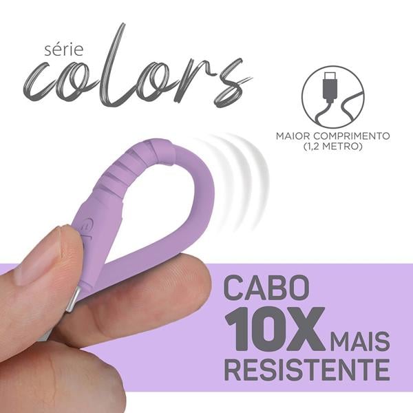 Cabo USB para Tipo-C, emborrachado, 1,2M, Roxo, TC12X, Elg - 1 UN