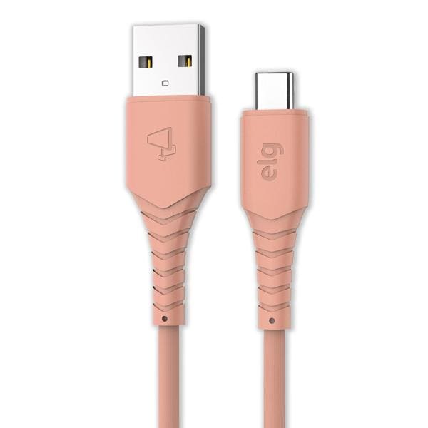 Cabo USB para Tipo-C, emborrachado, 1,2m, Salmão, TC12R, Elg - 1 UN