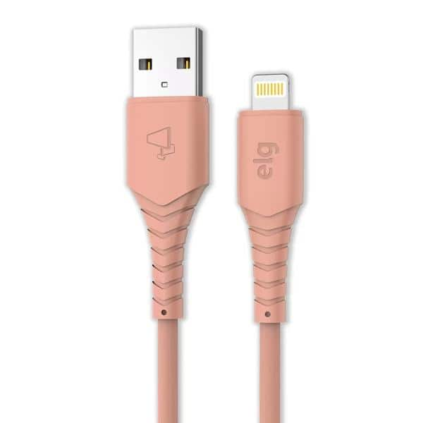 Cabo USB para lightning, emborrachado, 1,2M, Salmão, L812R, Elg - 1 UN