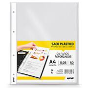 Saco plástico PP A4 4 furos reforçados 0,05mm Spiral PT 50 UN