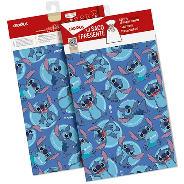 Saco de presente auto-serviço Stitch, 35 x 54cm, 99007114, Cromus - KT 1 PT