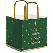 Sacola para presente / Panettone, 33cm x 28cm x 17cm, Verde e Dourado, Cromus - PT 1 UN Sacola para presente / Panettone, 33cm x 28cm x 17cm, Verde e Dourado, Cromus - PT 1 UN