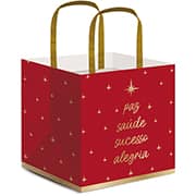 Sacola para presente / Panettone, 33cm x 28cm x 17cm, Vermelho e Dourado, Cromus - PT 1 UN Sacola para presente / Panettone, 33cm x 28cm x 17cm, Vermelho e Dourado, Cromus - PT 1 UN