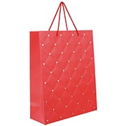 Sacola para presente, 32 x 26 x 10cm, Capitone Vermelho, Cromus - PT 1 UN