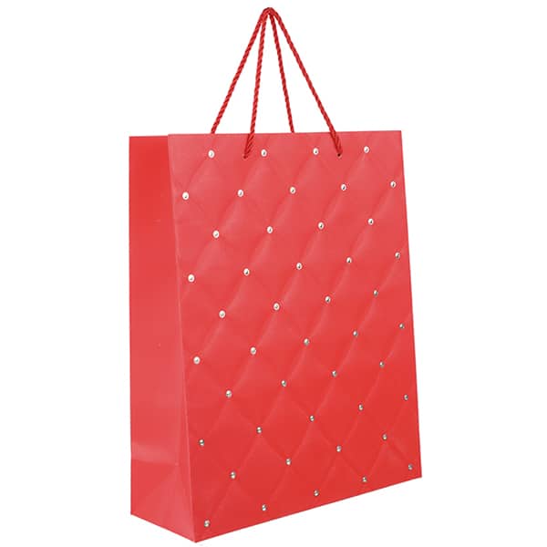 Sacola para presente, 32 x 26 x 10cm, Capitone Vermelho, Cromus - PT 1 UN Sacola para presente, 32 x 26 x 10cm, Capitone Vermelho, Cromus - PT 1 UN