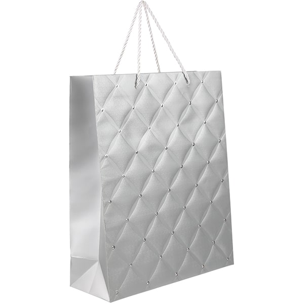 Sacola para presente 23 x 18 x 10cm, Capitone Prata, Cromus - PT 1 UN Sacola para presente 23 x 18 x 10cm, Capitone Prata, Cromus - PT 1 UN