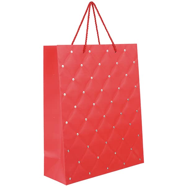 Sacola para presente 23 x 18 x 10cm, Capitone Vermelho, Cromus - PT 1 UN Sacola para presente 23 x 18 x 10cm, Capitone Vermelho, Cromus - PT 1 UN