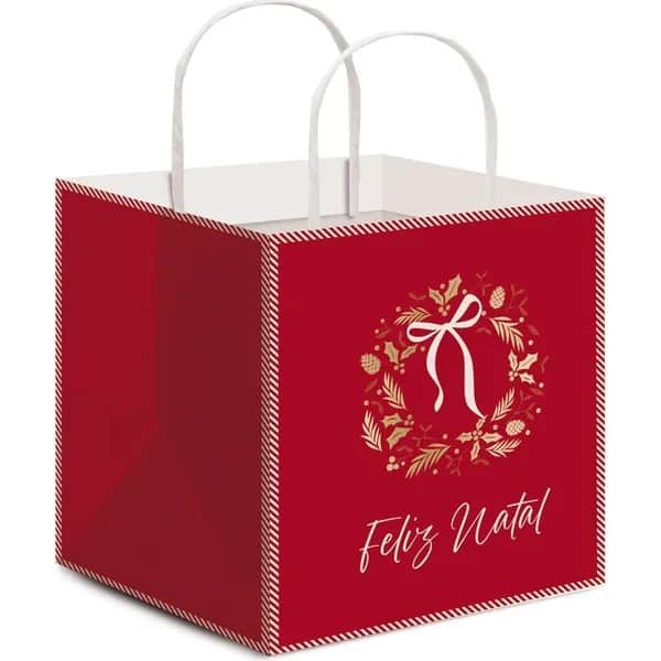 Sacola para Presente / Panetone, 33cm x 28cm x 17cm, Vermelha, 14002357, Cromus - PT 1 UN Sacola para Presente / Panetone, 33cm x 28cm x 17cm, Vermelha, 14002357, Cromus - PT 1 UN