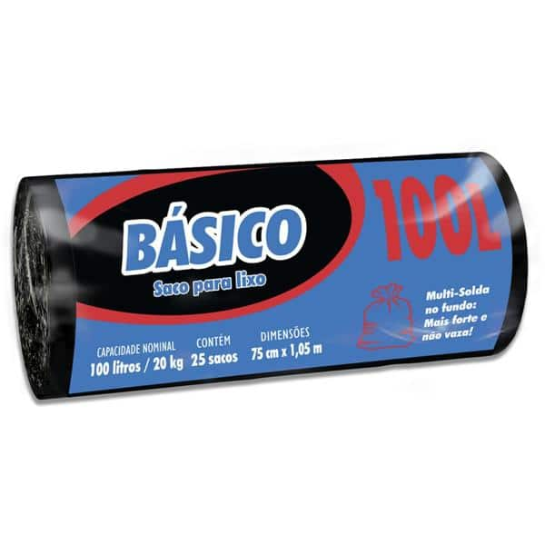 Saco para lixo 100lt preto basico Dover RL 25 UN