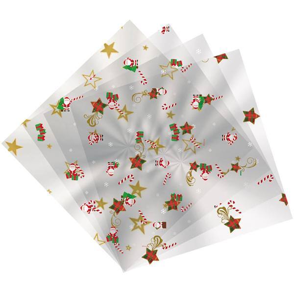 Sacos decorados transparente, 10cm x 14cm, Natal Sortido, 11300555, Cromus - PT 100 UN