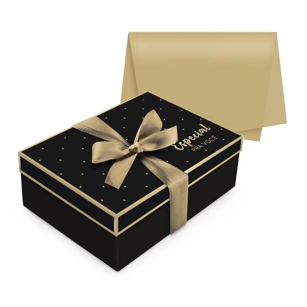 Caixa para presente kit Maison, Preto e Dourado, 24cm x 18cm x 8cm, 13005171, Cromus - KT 1 UN