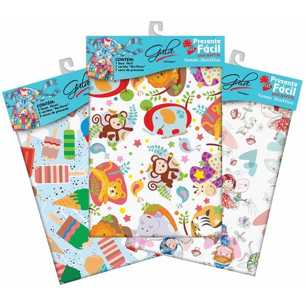 Saco decorado auto-serviço 30x45cm infantil sortido 7406 Gala PT 1 UN