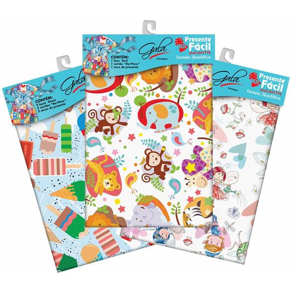 Saco decorado auto-serviço 58x89cm infantil sortido 7408 Gala PT 1 UN