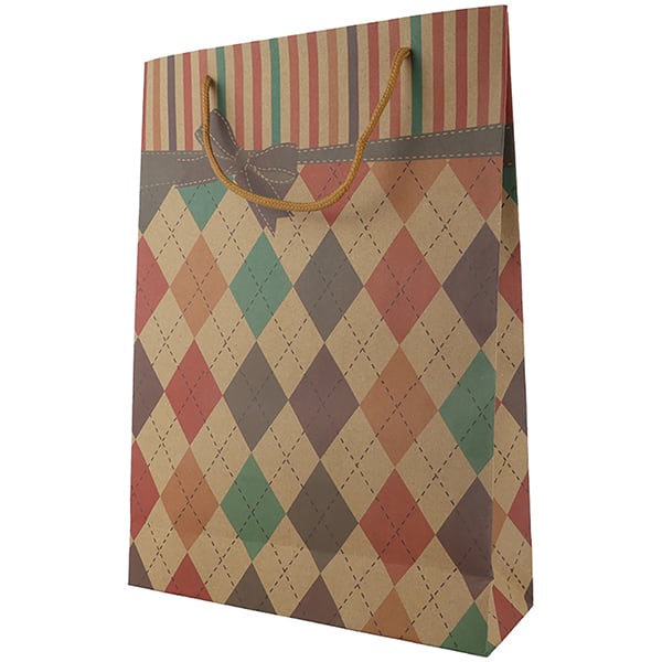 Sacola para presente 33x24x8cm Kraft decorada 28837 Yazi PT 1 UN