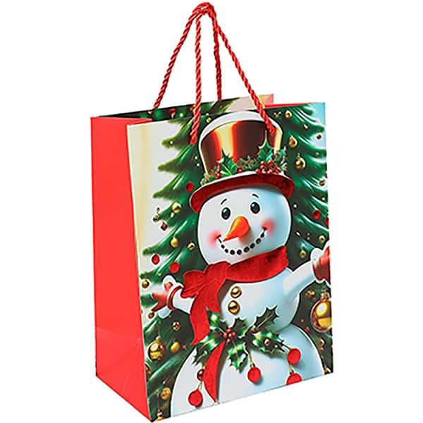 Sacola para presente Boneco de Neve, 26cm x 32cm x 10cm, 14936, Make+ - PT 1 UN