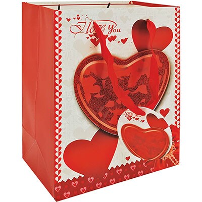 Sacola para presente papel 26x32x12 heart sort. 18546 Yazi PT 1 UN