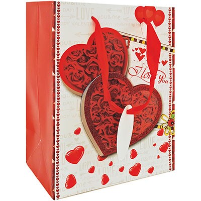 Sacola para presente papel 26x32x12 heart sort. 18546 Yazi PT 1 UN