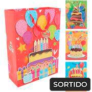 Sacola para presente papel 30x42x12 H. Birthday sort. 18544 Yazi PT 1 UN