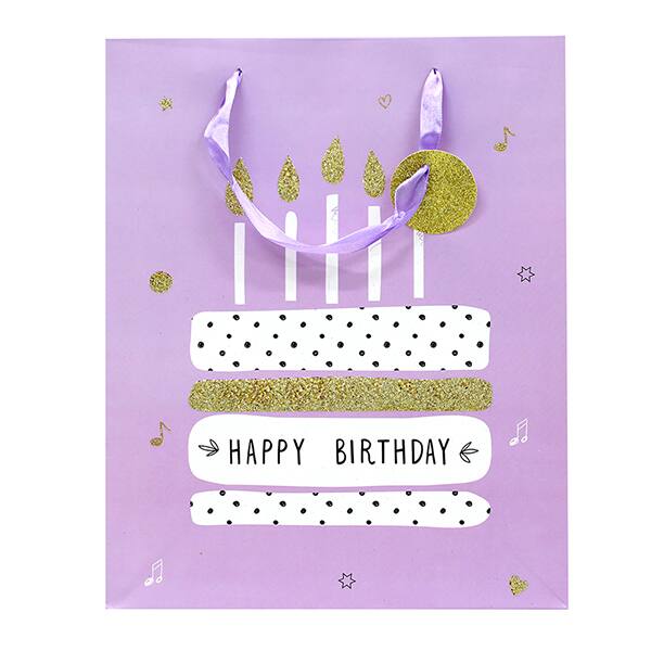 Sacola para presente, Happy birthday 3D, 30cm x 42cm x 12cm, Sortido, Tuut - PT 1 UN