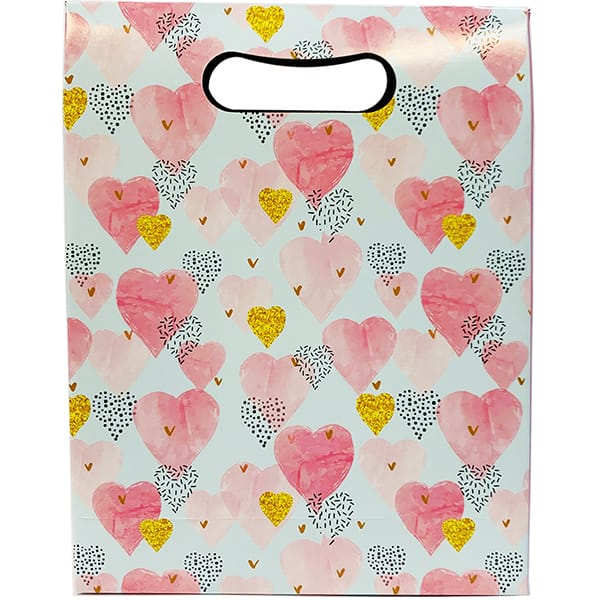 Caixa trapézio com alça, Coração Gold, 22cm x 29cm x 8cm, Kawagraf, - PT 1 UN