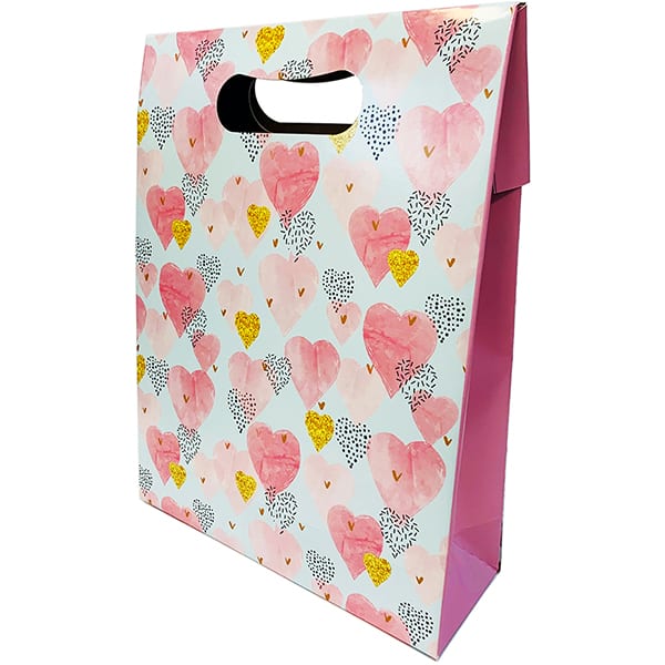 Caixa trapézio com alça, Coração Gold, 22cm x 29cm x 8cm, Kawagraf, - PT 1 UN