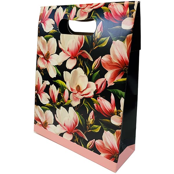 Caixa trapézio com alça, Magnólias, 22cm x 29cm x 8cm, Kawagraf, - PT 1 UN Caixa trapézio com alça, Magnólias, 22cm x 29cm x 8cm, Kawagraf, - PT 1 UN