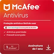 McAfee Antivírus, 1 PC (Windows), Proteção antivírus em tempo real para ameaças digitais novas e em evolução, Assinatura de 1 ano, Mcafee - 1 UN