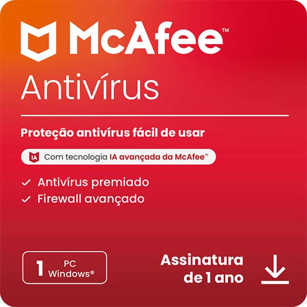 McAfee Anti-vírus 1 PC Digital MAB11BNR1RAAD Mcafee UN 1 UN
