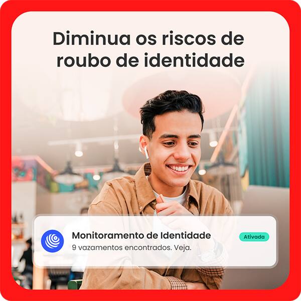 McAfee Privacy & Identity Guard, 1 Dispositivo, Monitoramento de identidade com Antivírus e proteção de dados pessoais, Privacidade em redes sociais, Mcafee - 1 UN