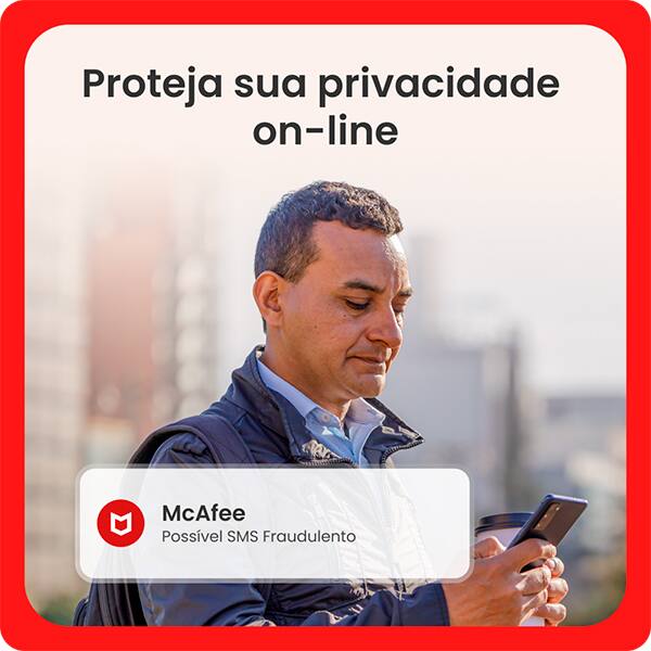 McAfee Privacy & Identity Guard, 1 Dispositivo, Monitoramento de identidade com Antivírus e proteção de dados pessoais, Privacidade em redes sociais, Mcafee - 1 UN