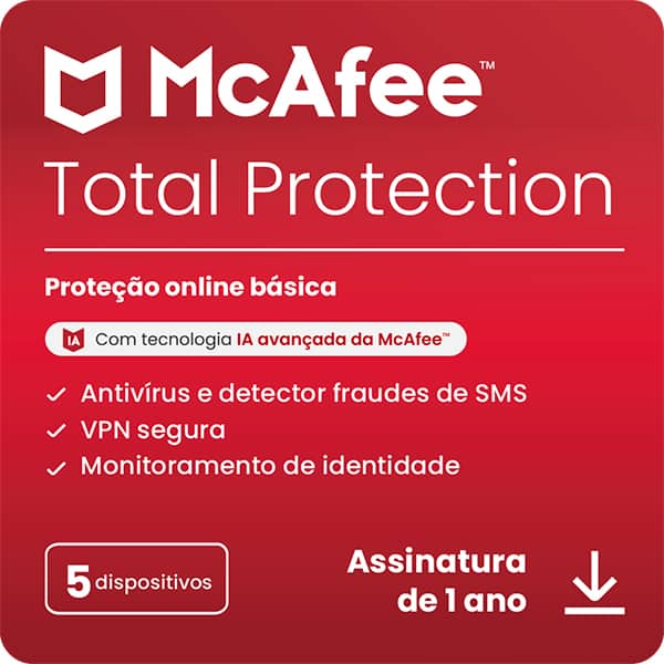 McAfee Total Protection 5 Dispositivos 1 ano Digital Mcafee UN 1 UN