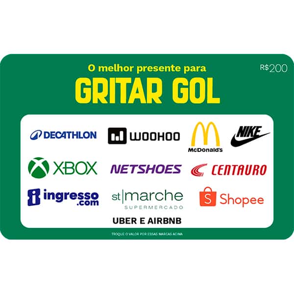 Gift Card GCMV Gritar Gol R$ 200,00 Scanit BLACKHAWK 1 UN