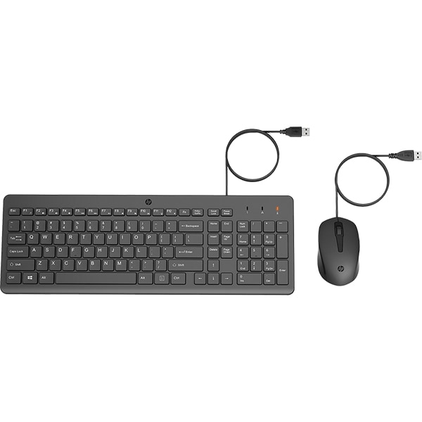 Teclado e Mouse com fio USB HP 150, Design Ergonômico, Tecla Silenciosa, Layout ABNT - CX 1 UN