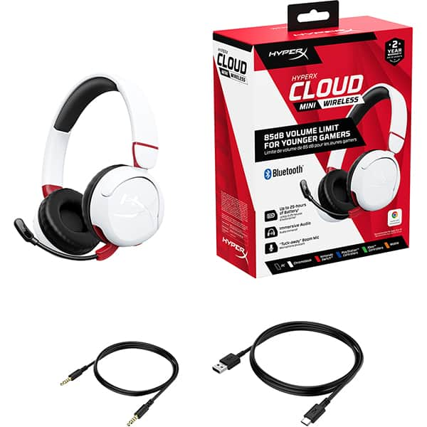 Headset Gamer Sem Fio Cloud Mini, Bluetooth 5.3, Branco, 7G8F2AA, HyperX - CX 1 UN