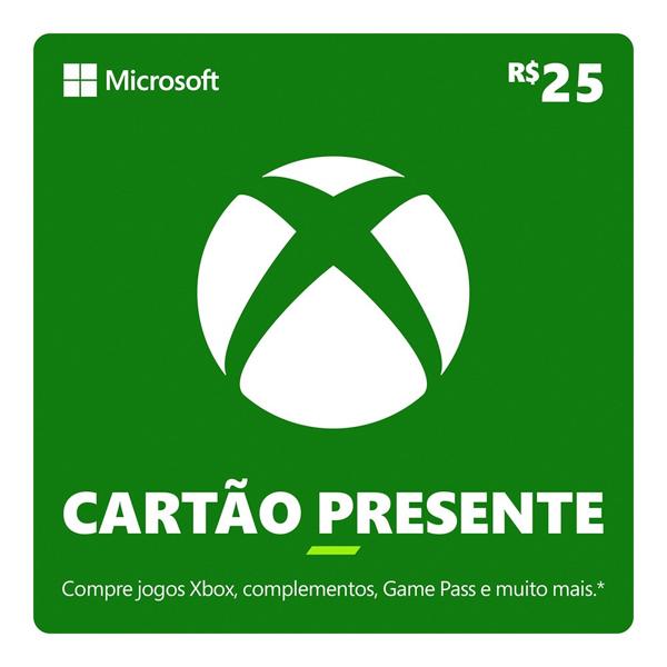 Gift Card XBOX Cash 25 Reais, Microsoft - Código Digital - PT 1 UN