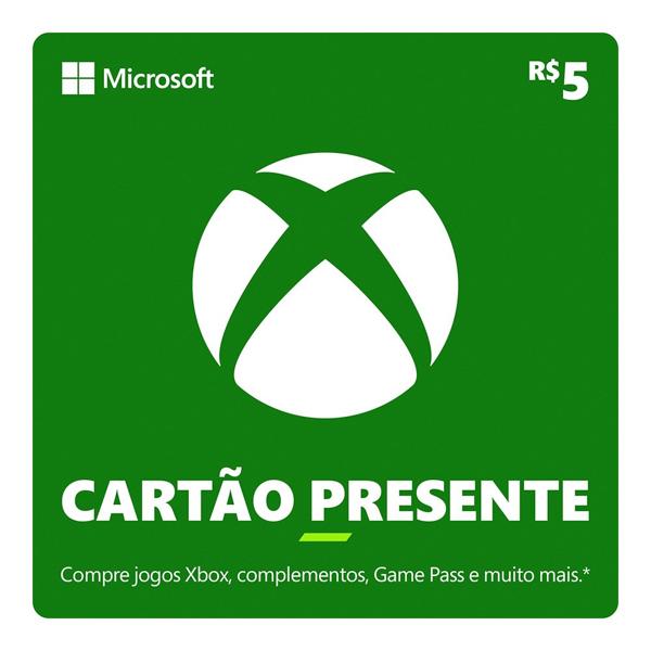 Gift Card XBOX Cash 5 Reais, Microsoft - Código Digital - PT 1 UN