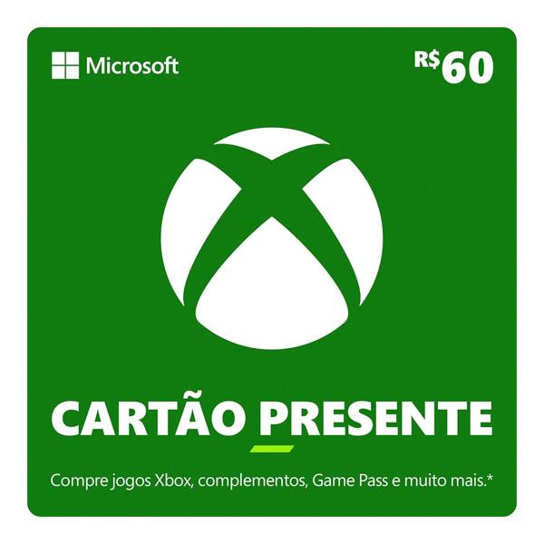 Gift Card XBOX Cash 60 Reais, Microsoft - Código Digital - PT 1 UN