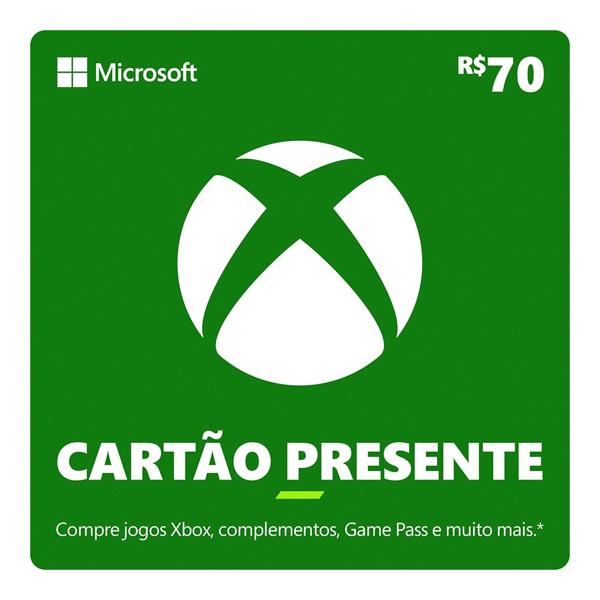 Gift Card XBOX Cash 70 Reais, Microsoft - Código Digital - PT 1 UN