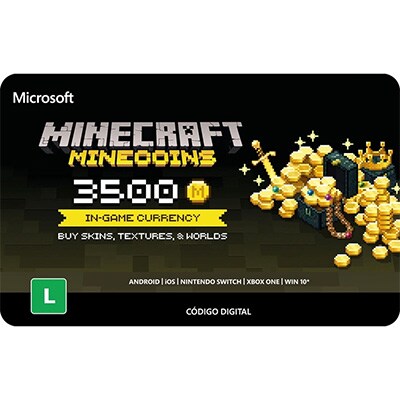 Cartão Minecraft Minecoins 3500 Coins, Microsoft Studios - Código Digital PT 1 UN