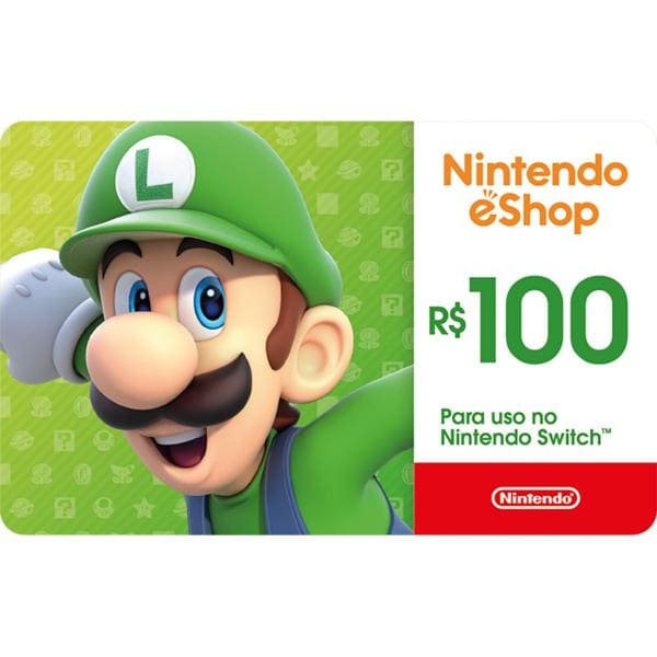 Gift Card GCMV Nintendo eshop cash R$ 100,00 Nintendo PT 1 UN