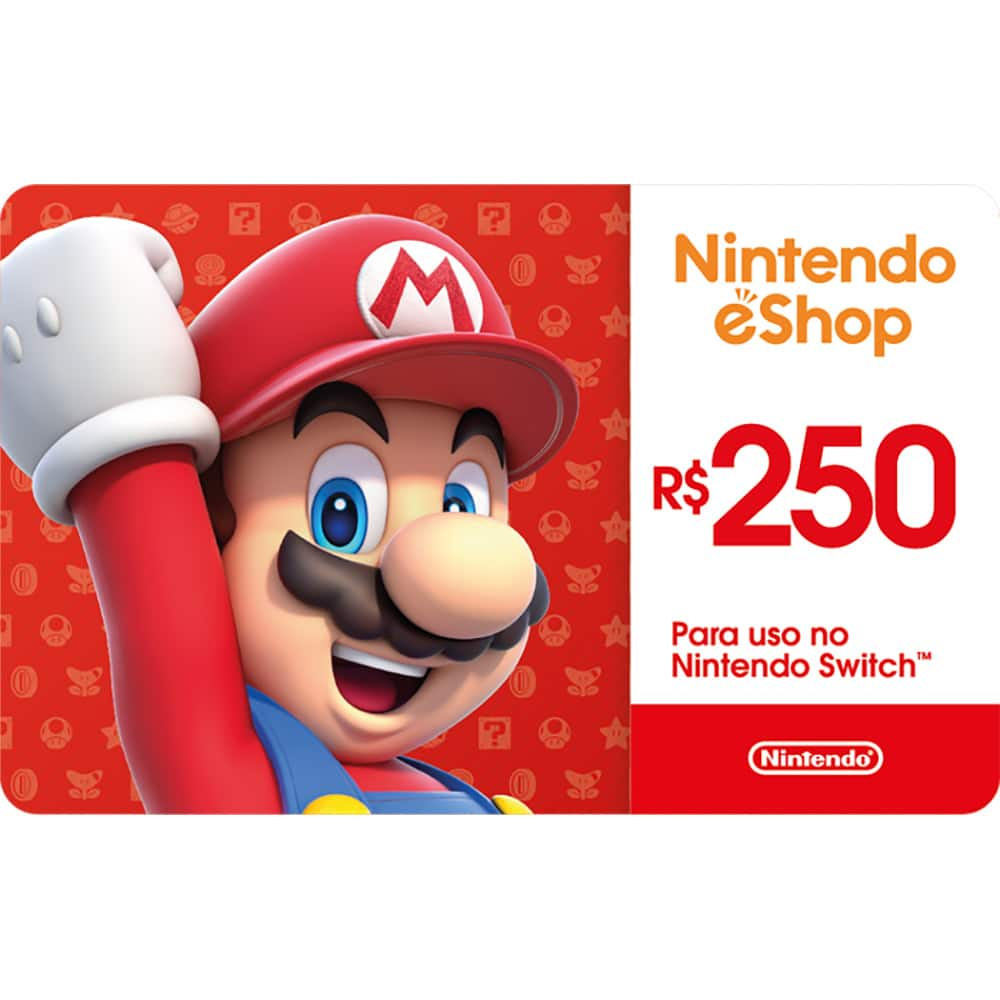 Gift Card GCMV Nintendo eshop cash R 250 00 Nintendo PT 1 UN