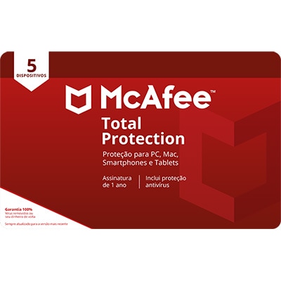 McAfee Antivírus Total Protection 5 Dispositivos, Licença 12 Meses, Digital para Download PT 1 UN